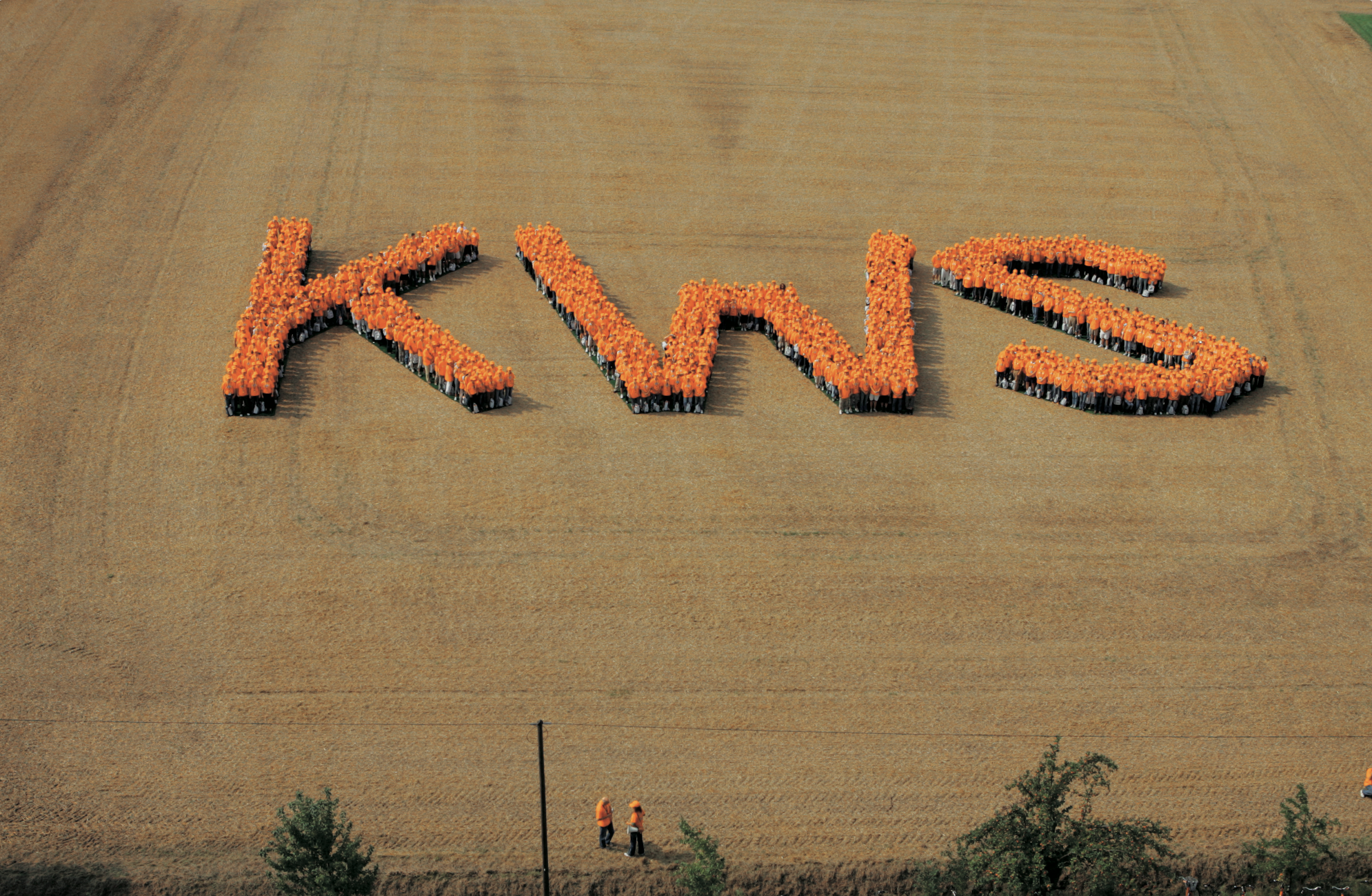 Los empleados de KWS forman la abreviatura del nombre en el aniversario de la empresa
