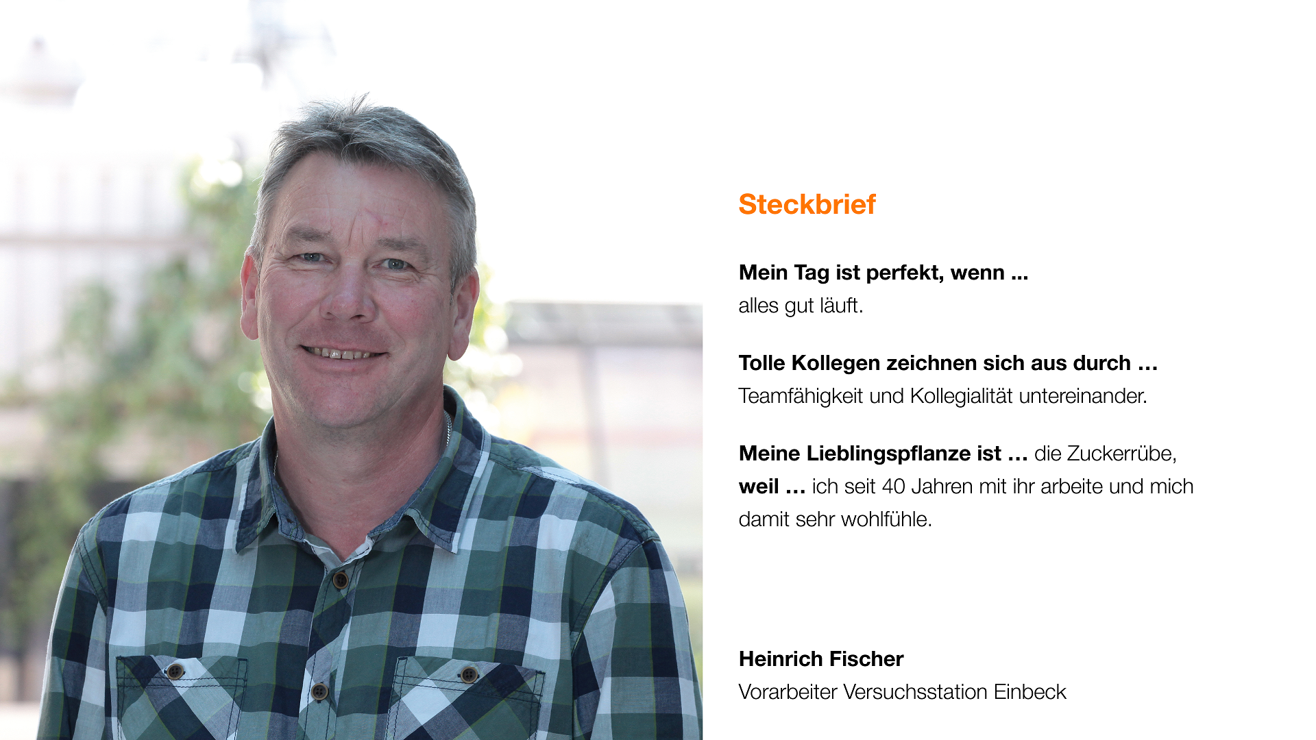 Heinrich Fischer, Vorarbeiter Versuchsstation Einbeck