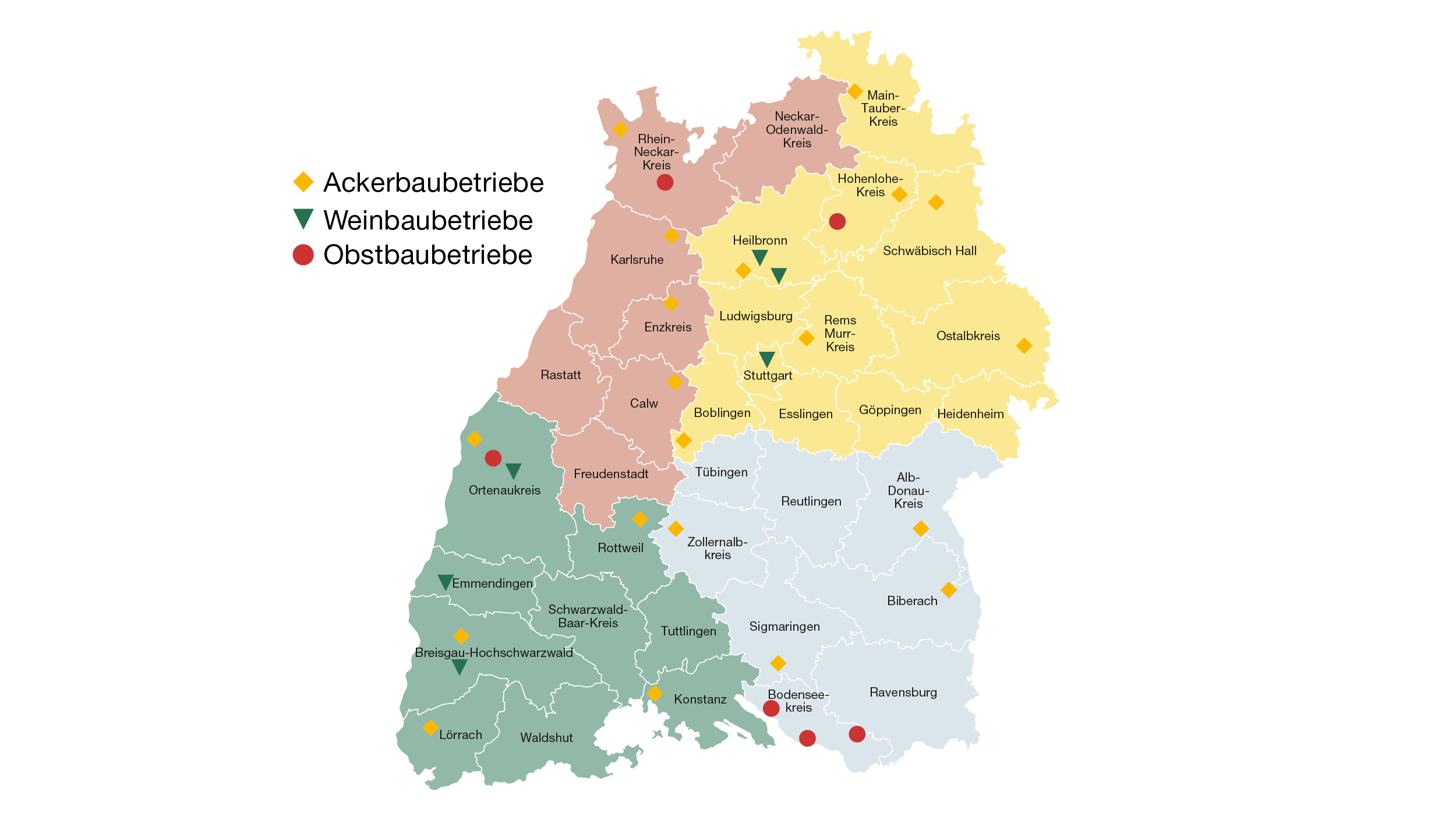 Abbildung 2: Verteilung der Demonstrationsbetriebe in Baden-Württemberg