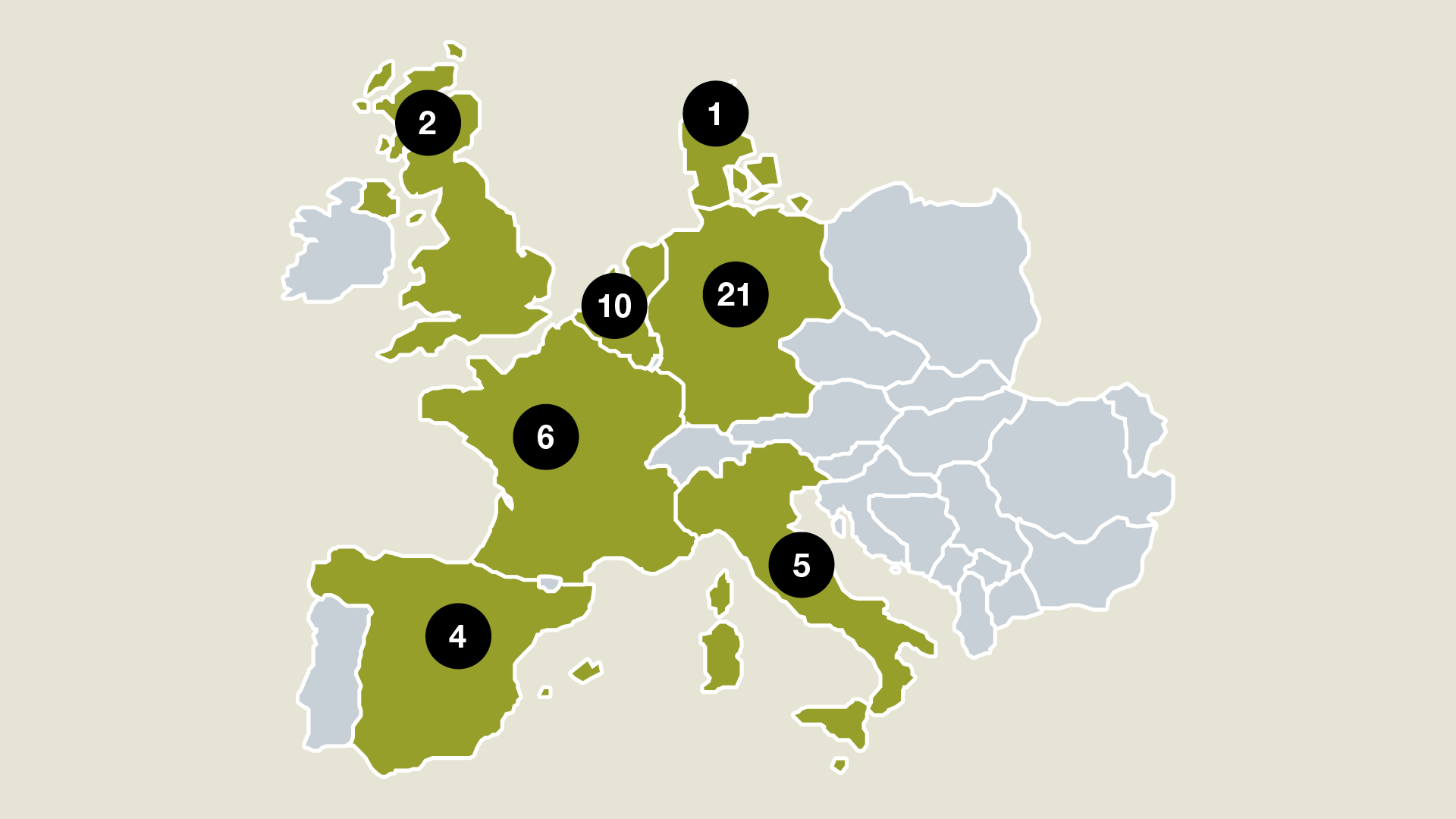 Abb. 2: Europäisches Test-Netzwerk, Anzahl der Versuchsstandorte 2024