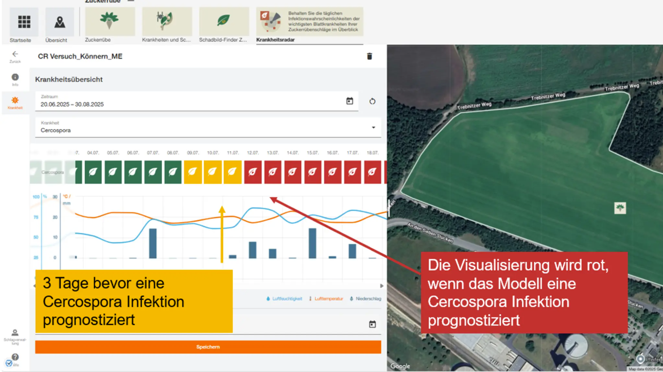 Einblick in den Cercospora Applikationsmanager aus myKWS