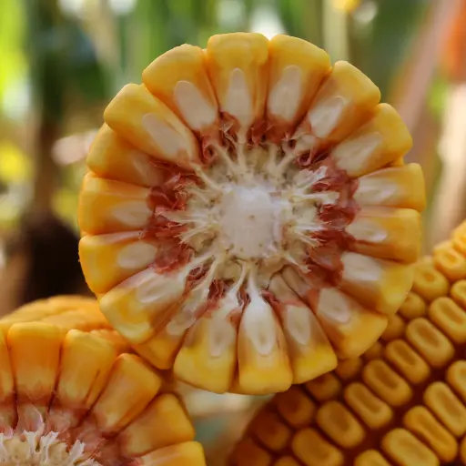 Corn cob showing kernels