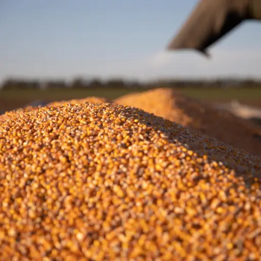 Corn kernels on trailer