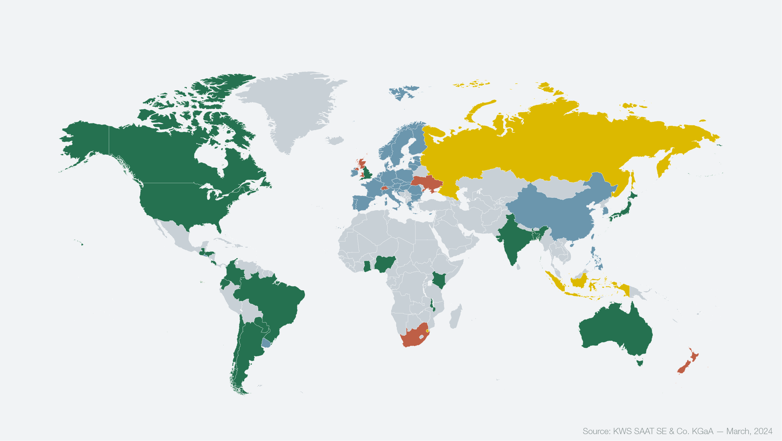 KWS Infographic Nr. 1 Översikt över genomredigering - Regulatorisk situation över hela världen
