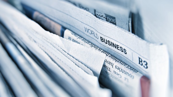 closeup to a stack of newspaper