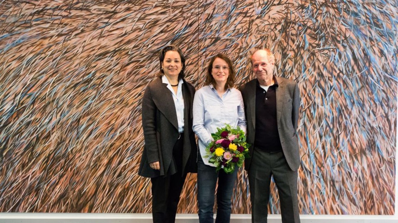 KWS Vorstandsmitglied Eva Kienle, Künstlerin Marina Schulze und Kunsthistoriker Michael Stoeber (von links)