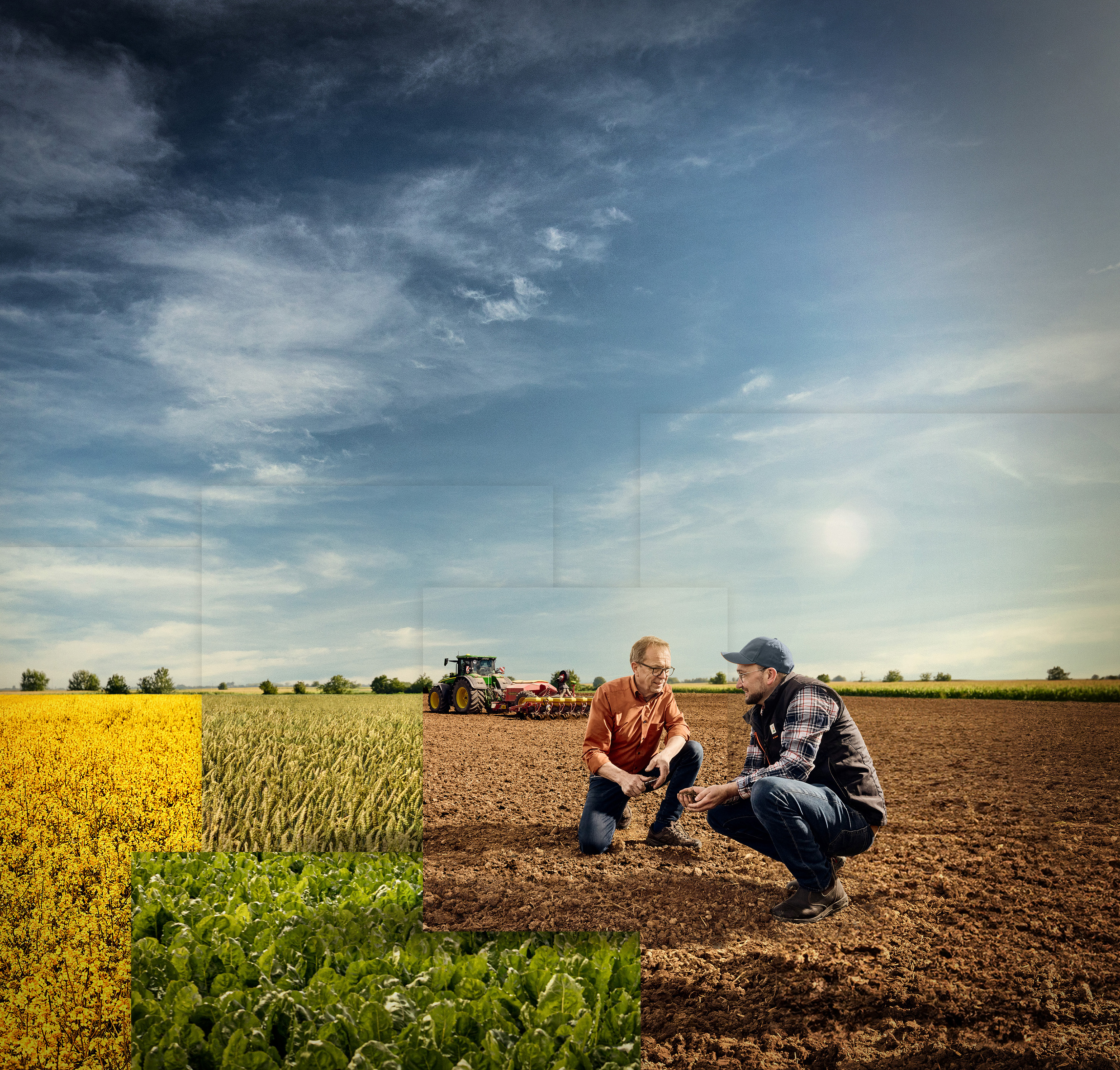 Men on a field checking soil