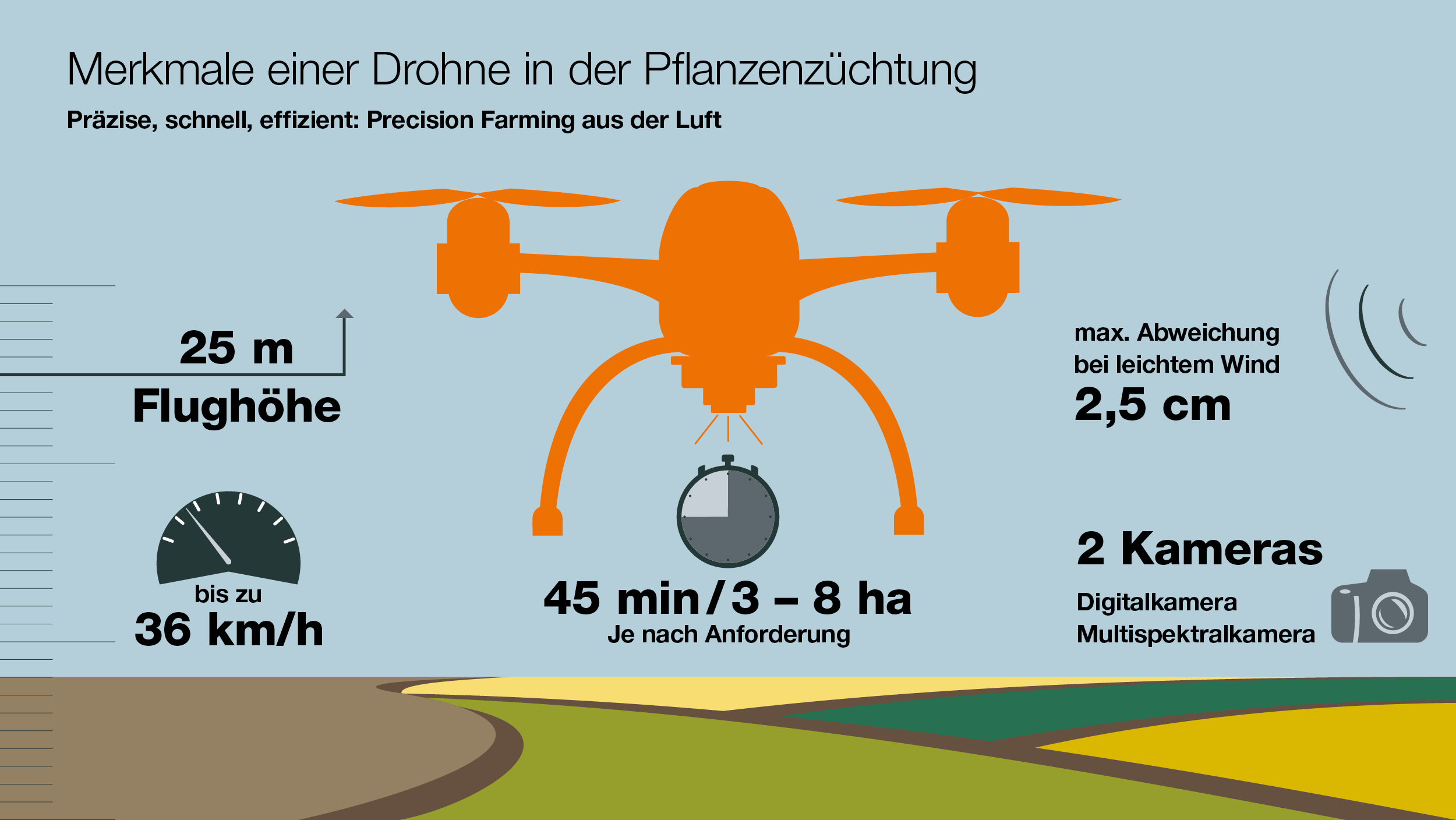 Infografik: Die Drohne fliegt bis zu 25 Meter hoch.