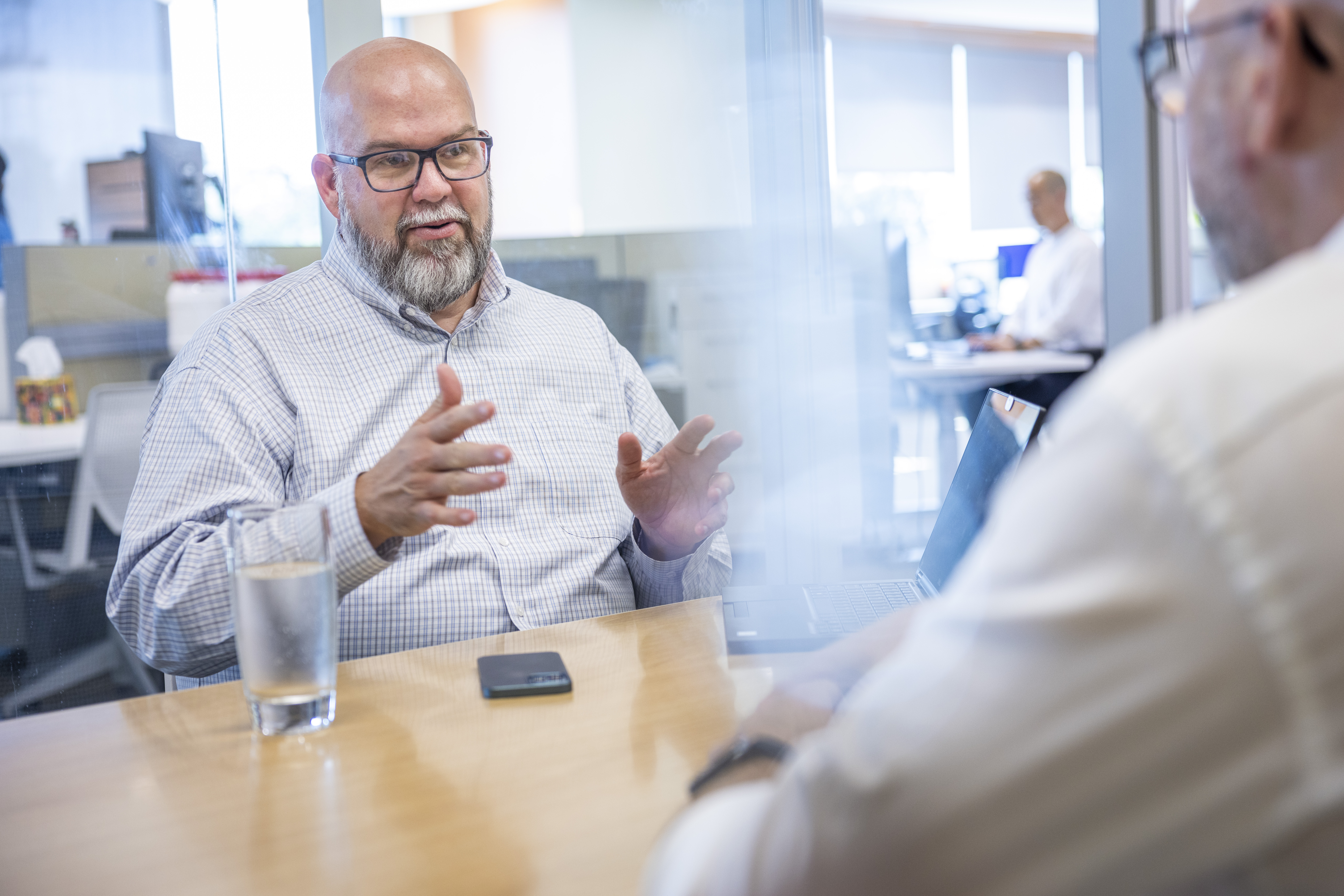 Man in an interview