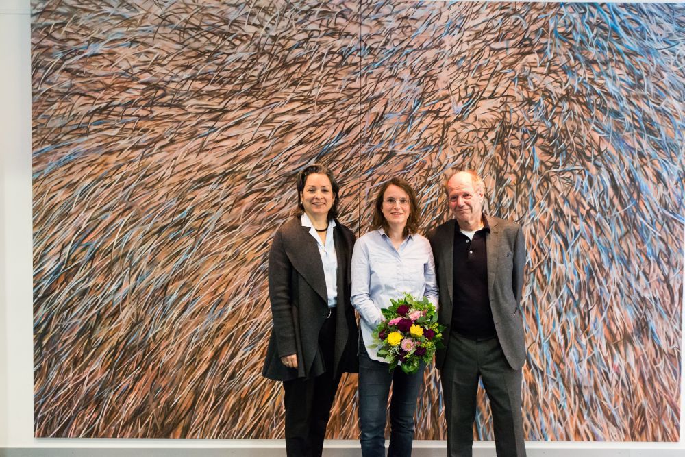 KWS Vorstandsmitglied Eva Kienle, Künstlerin Marina Schulze und Kunsthistoriker Michael Stoeber (von links)